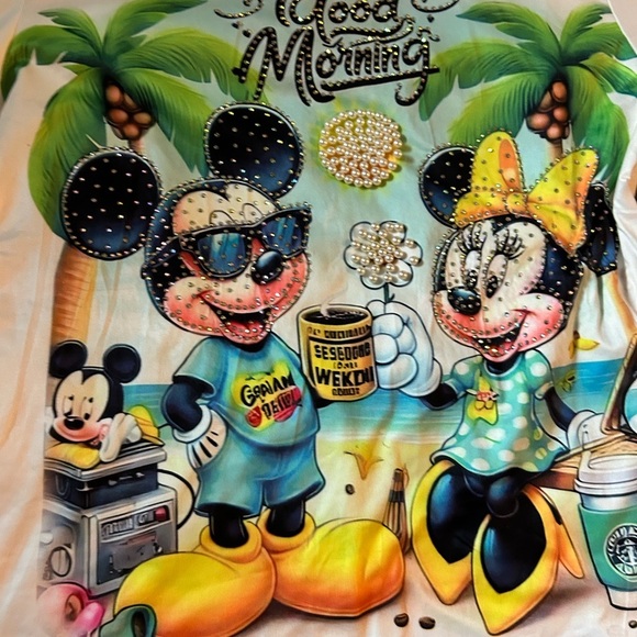 Mickey and Minnie Tropical Short Sleeve Tee - White and Green - Picture 4 of 14